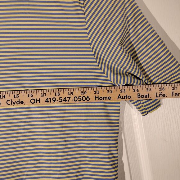 RLX Ralph Lauren polo shirt mens L Large blue yellow striped performance stretch - Picture 4 of 8